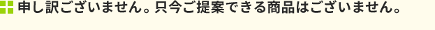 申し訳ございません。只今ご提案できる商品はございません。